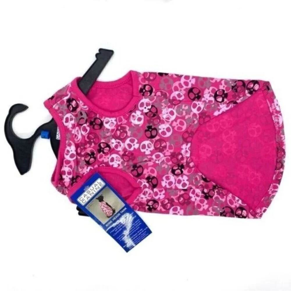 Casual Canine Dog Shirt Bone Heads Skull Tank Pink Small / Medium New